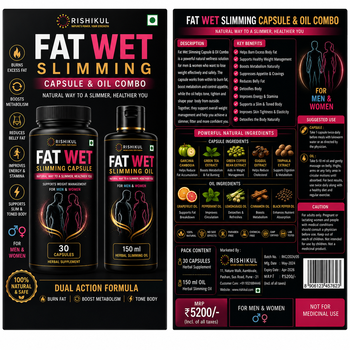 Fat Wet Slimming Oil & Capsule Combo
